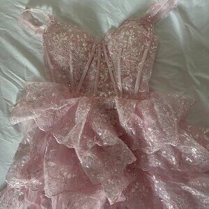 beautiful pink prom dress